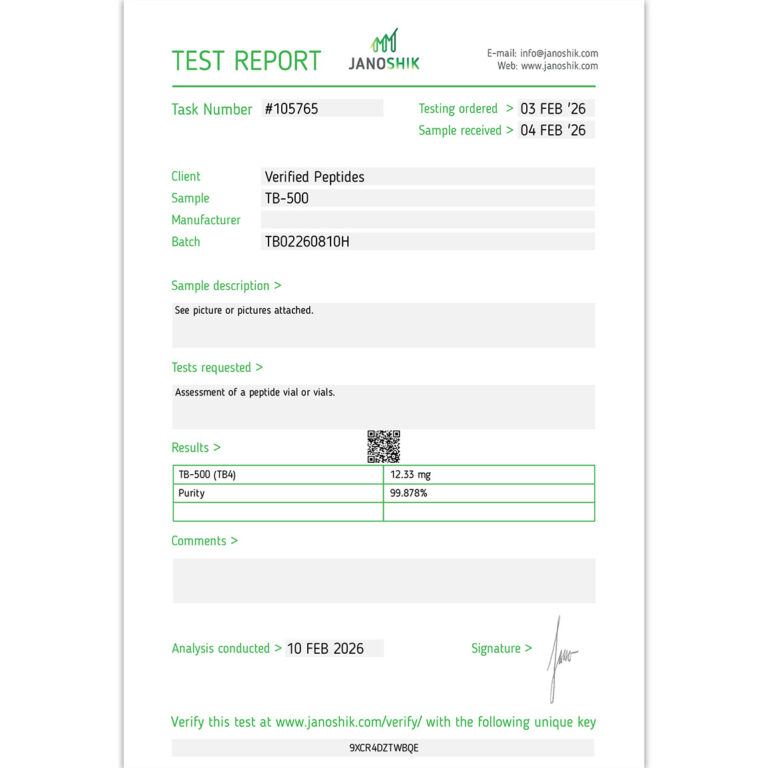 VerifiedPeptides TB 500 COA 01 purity